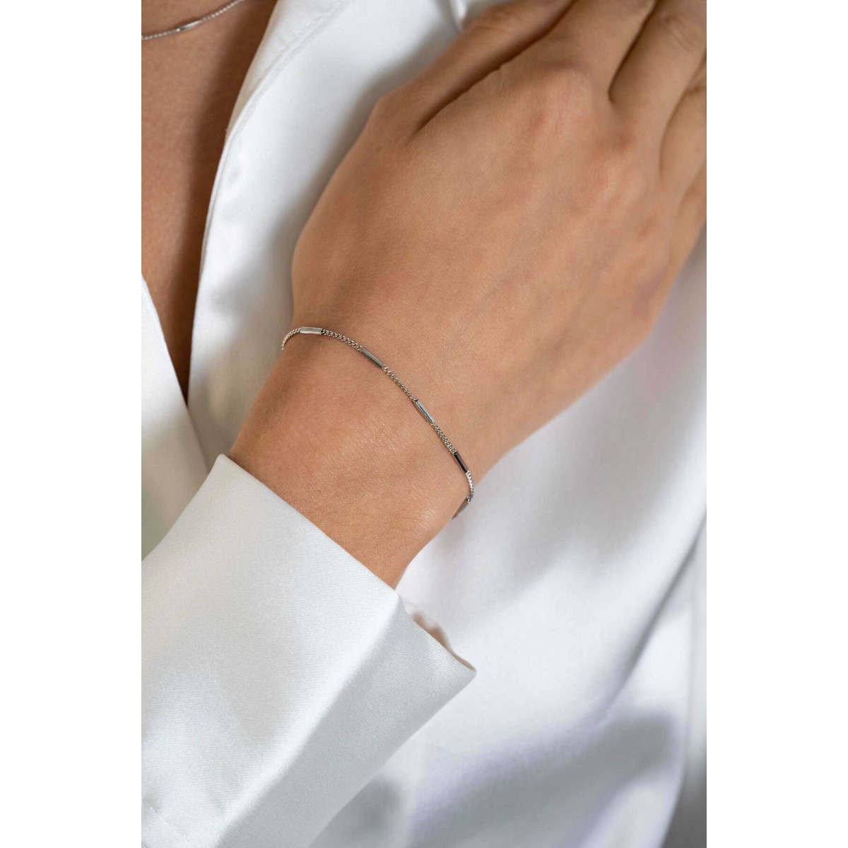 Zinzi ZIA2366 zilveren schakelarmband met staafjes 1.6 mm breed - Lengte 16.5-19.5 cm