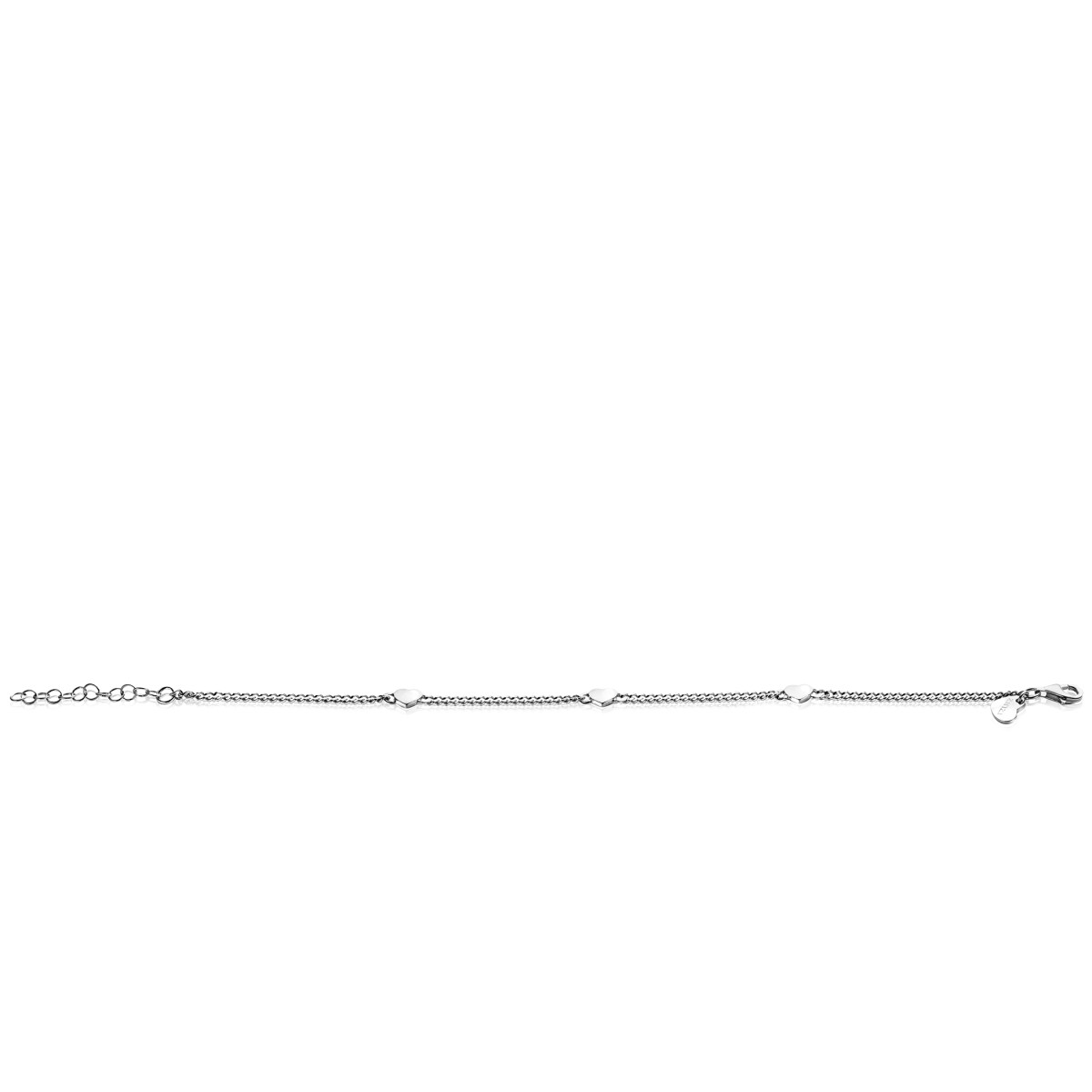Zinzi ZIA2408 zilveren gourmet armband met hartjes 4.7 mm breed - Lengte 17-20 cm