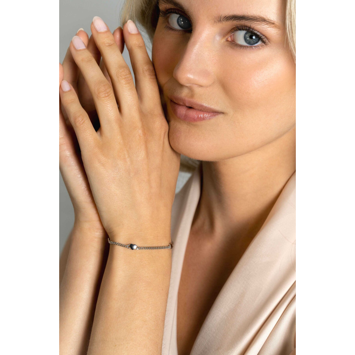 Zinzi ZIA2408 zilveren gourmet armband met hartjes 4.7 mm breed - Lengte 17-20 cm
