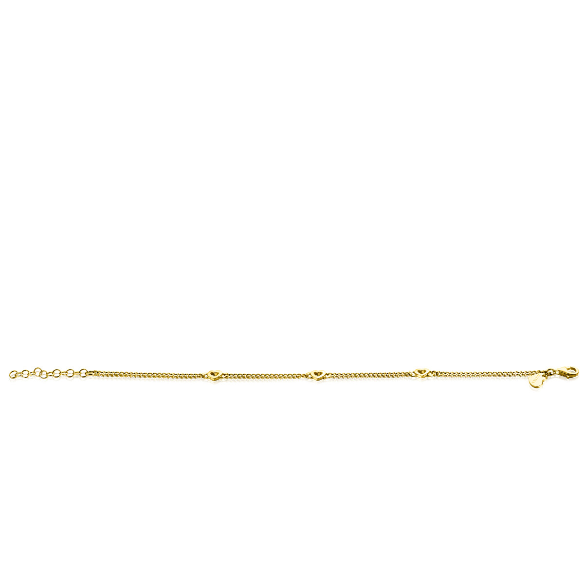 Zinzi ZIA2409G goudkleurige armband met hartjes 4.7 mm breed - Lengte 17-20 cm