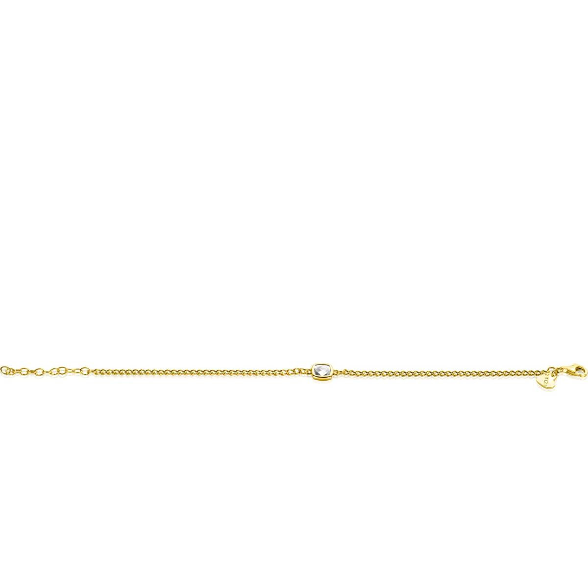 Zinzi ZIA2417Y gold plated armband met vierkante zirkonia 7.1 mm breed - Lengte 16-19 cm