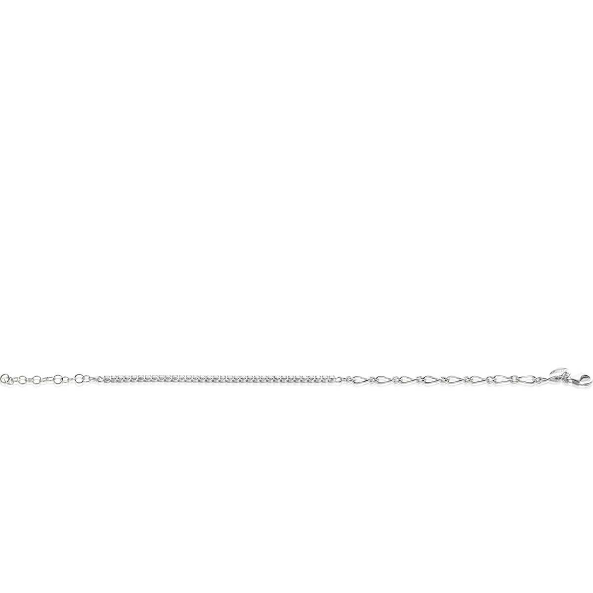 Zinzi ZIA2460 zilveren armband met zirkonia- en fanatsie schakels 2.3 mm breed - Lengte 17-20 cm