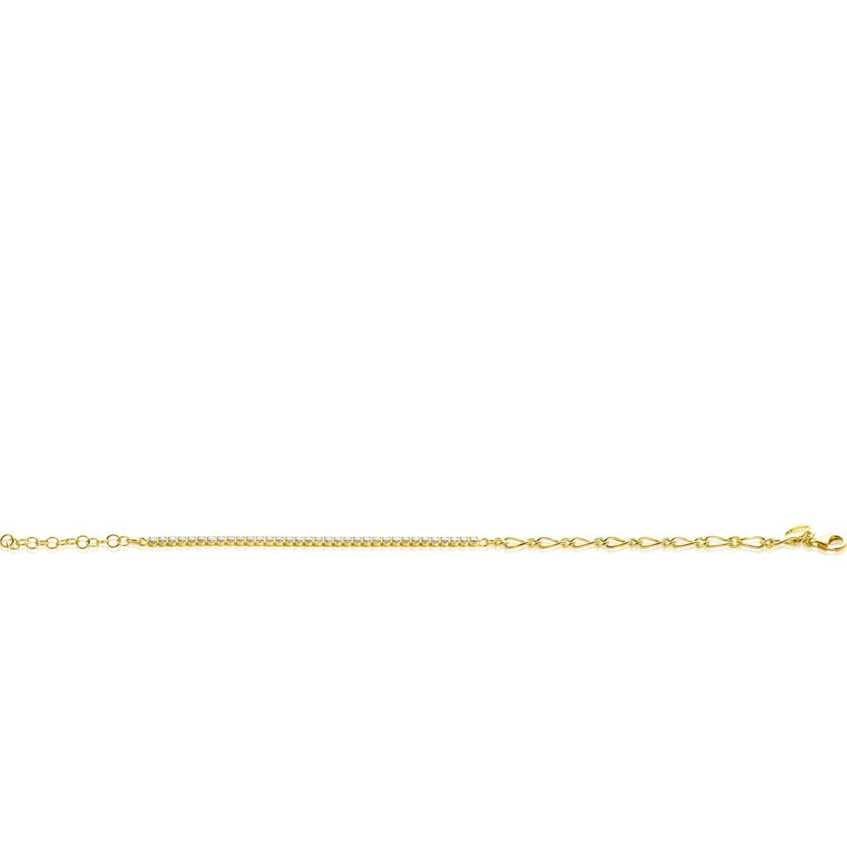 Zinzi ZIA2460Y vergulde armband met zirkonia rij en schakels 2.3 mm breed - Lengte 17-20 cm