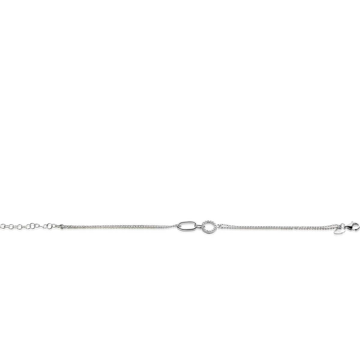 Zinzi ZIA2463 zilveren armband met ovaal en zirkonia cirkel 1.5 mm breed - Lengte 17-20 cm
