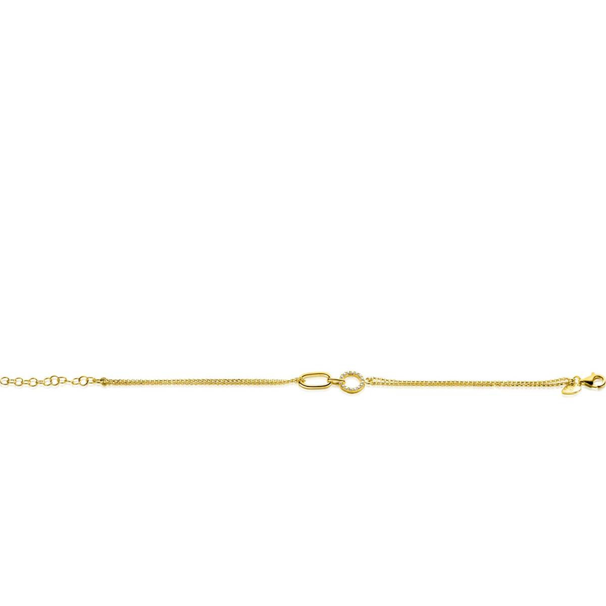 Zinzi ZIA2463Y vergulde armband met ovaal en rondje 1.5 mm breed - Lengte 17-20 cm