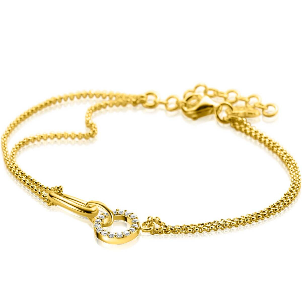 Zinzi ZIA2463Y vergulde armband met ovaal en rondje 1.5 mm breed - Lengte 17-20 cm