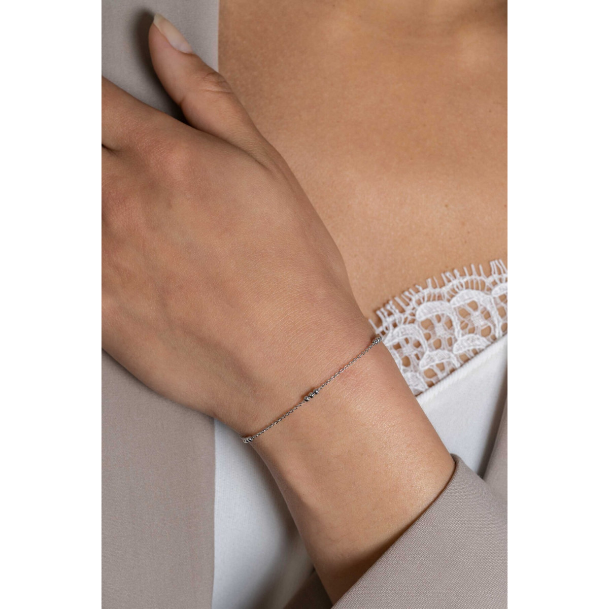 Zinzi ZIA2465 zilveren armband glanzende bolletjes 2 mm breed - Lengte 17-20 cm