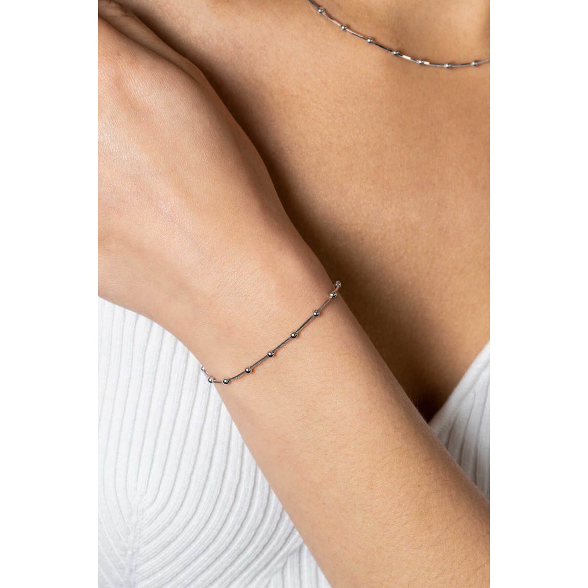 Zinzi ZIA2471 zilveren armband met slangenschakels en bolletjes 2.5 mm breed - Lengte 17-20 cm