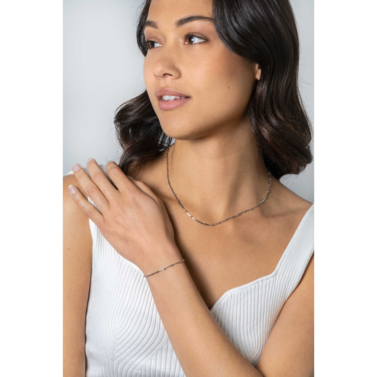 Zinzi ZIA2471 zilveren armband met slangenschakels en bolletjes 2.5 mm breed - Lengte 17-20 cm