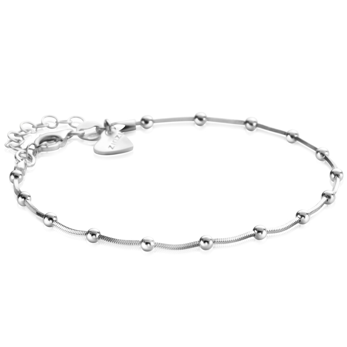 Zinzi ZIA2471 zilveren armband met slangenschakels en bolletjes 2.5 mm breed - Lengte 17-20 cm