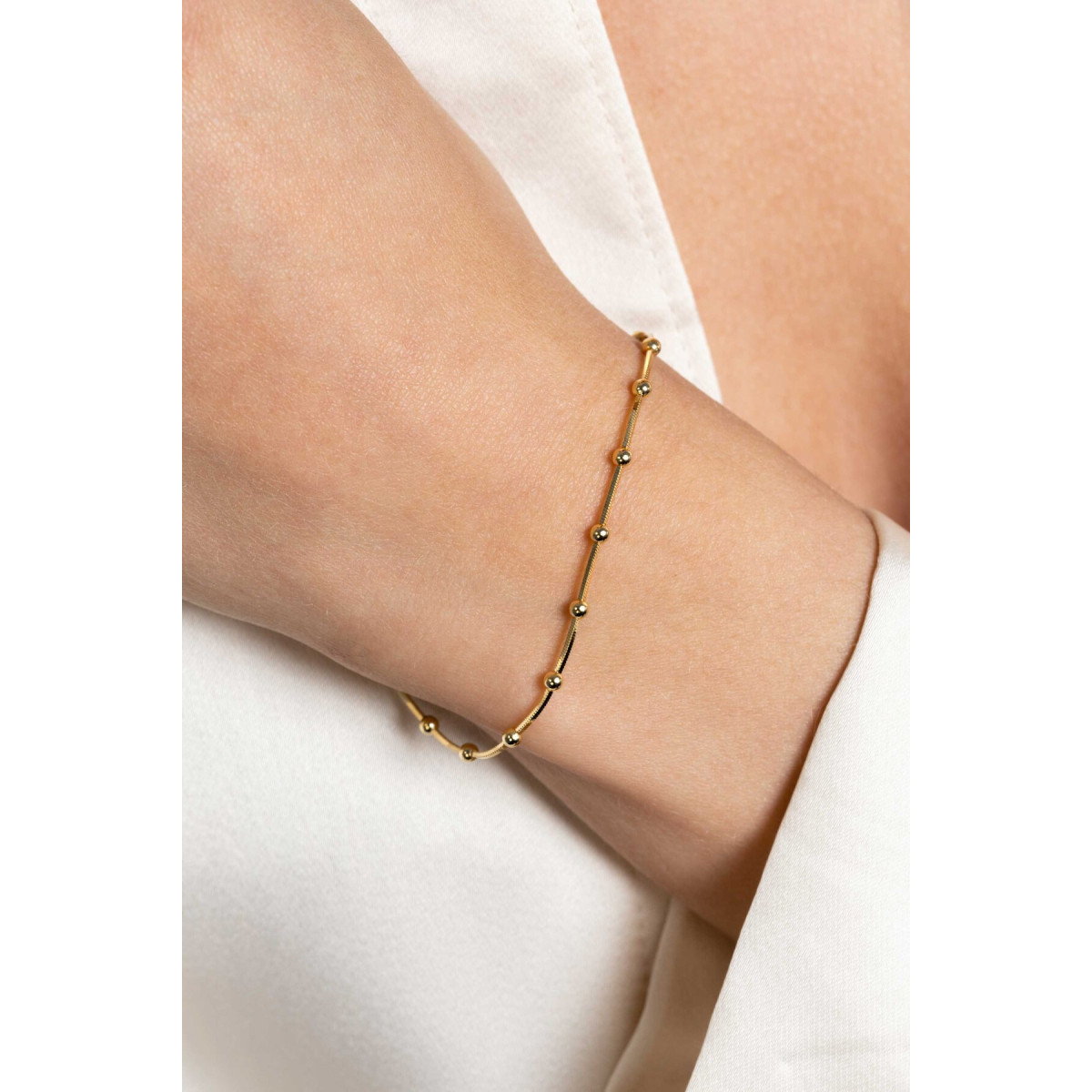 Zinzi ZIA2471G goudkleurige armband met bolletjes slang schakel 2.5 mm breed - Lengte 17-20 cm