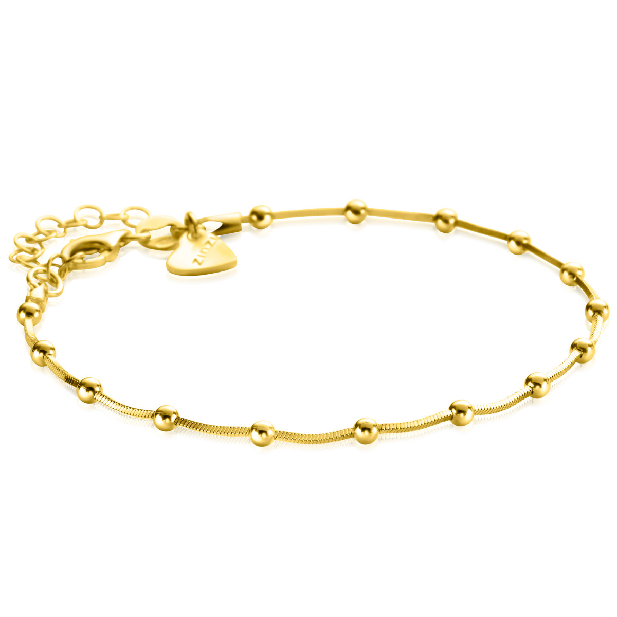Zinzi ZIA2471G goudkleurige armband met bolletjes slang schakel 2.5 mm breed - Lengte 17-20 cm