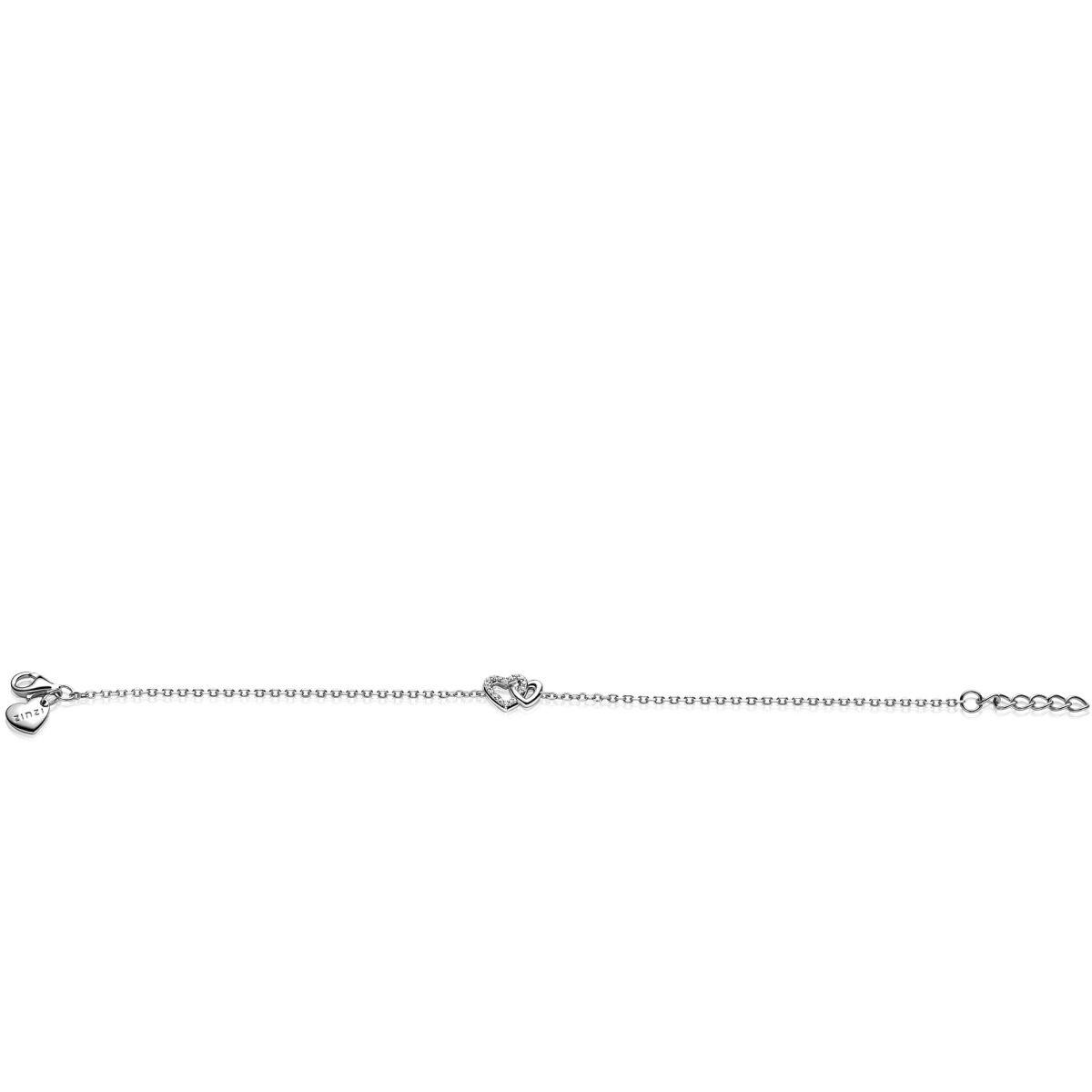 Zinzi ZIA2493 zilveren armband met hartjes en zirkonia 7.7 mm breed - Lengte 17-19 cm