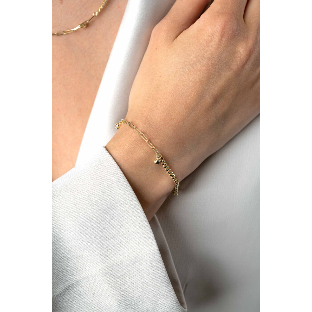 Zinzi ZIA2521G goudkleurige armband met paperclip en gourmet schakels 2.7 mm breed - Lengte 16.5-20 cm