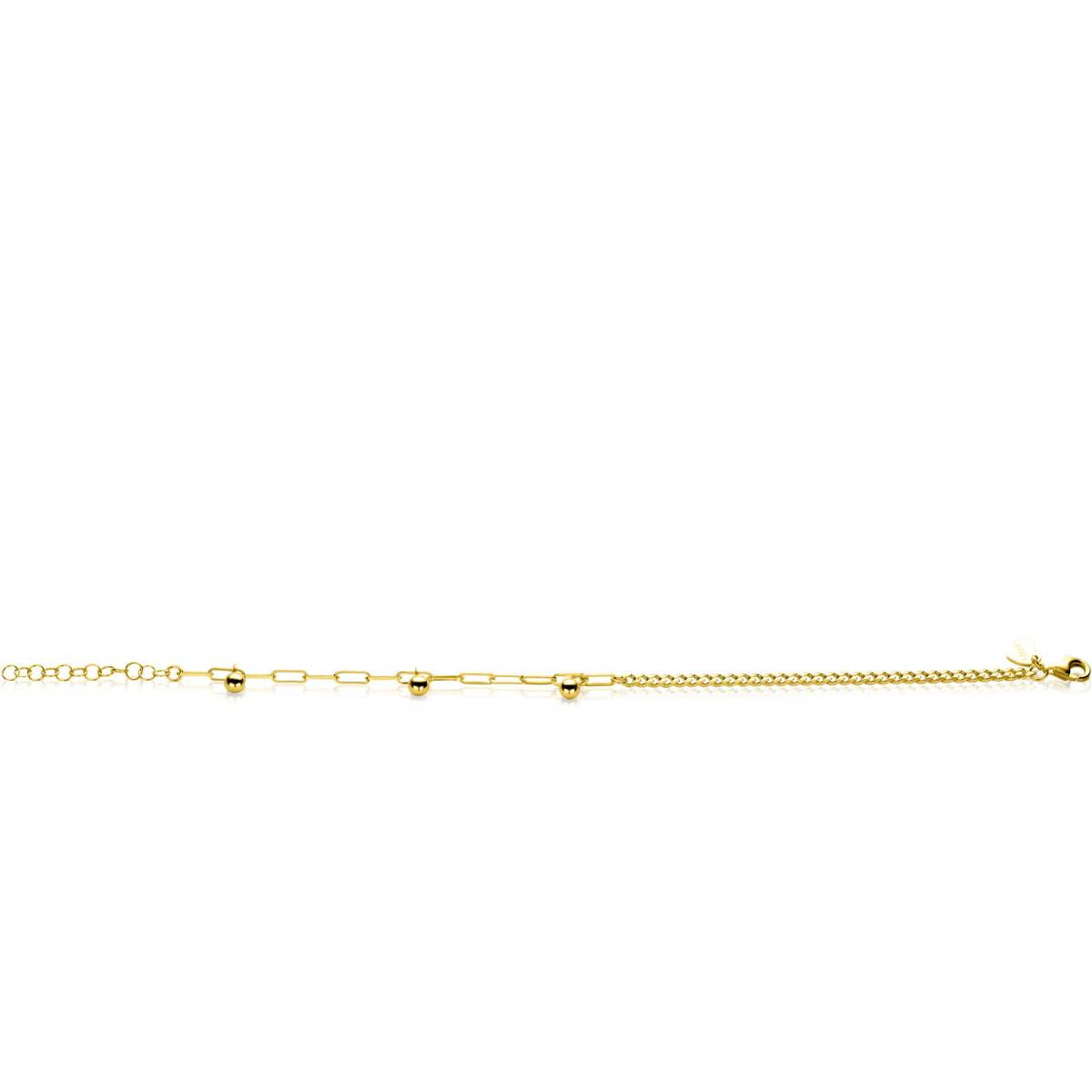 Zinzi ZIA2521G goudkleurige armband met paperclip en gourmet schakels 2.7 mm breed - Lengte 16.5-20 cm