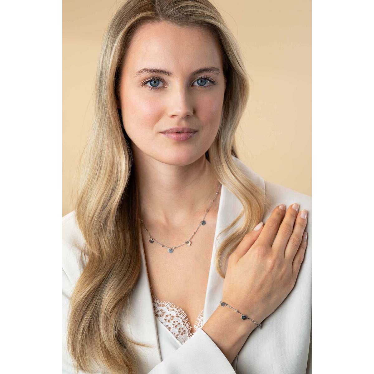 Zinzi ZIA2531 zilveren armband met hartjes en bolletjes 6 mm breed - Lengte 17-20 cm
