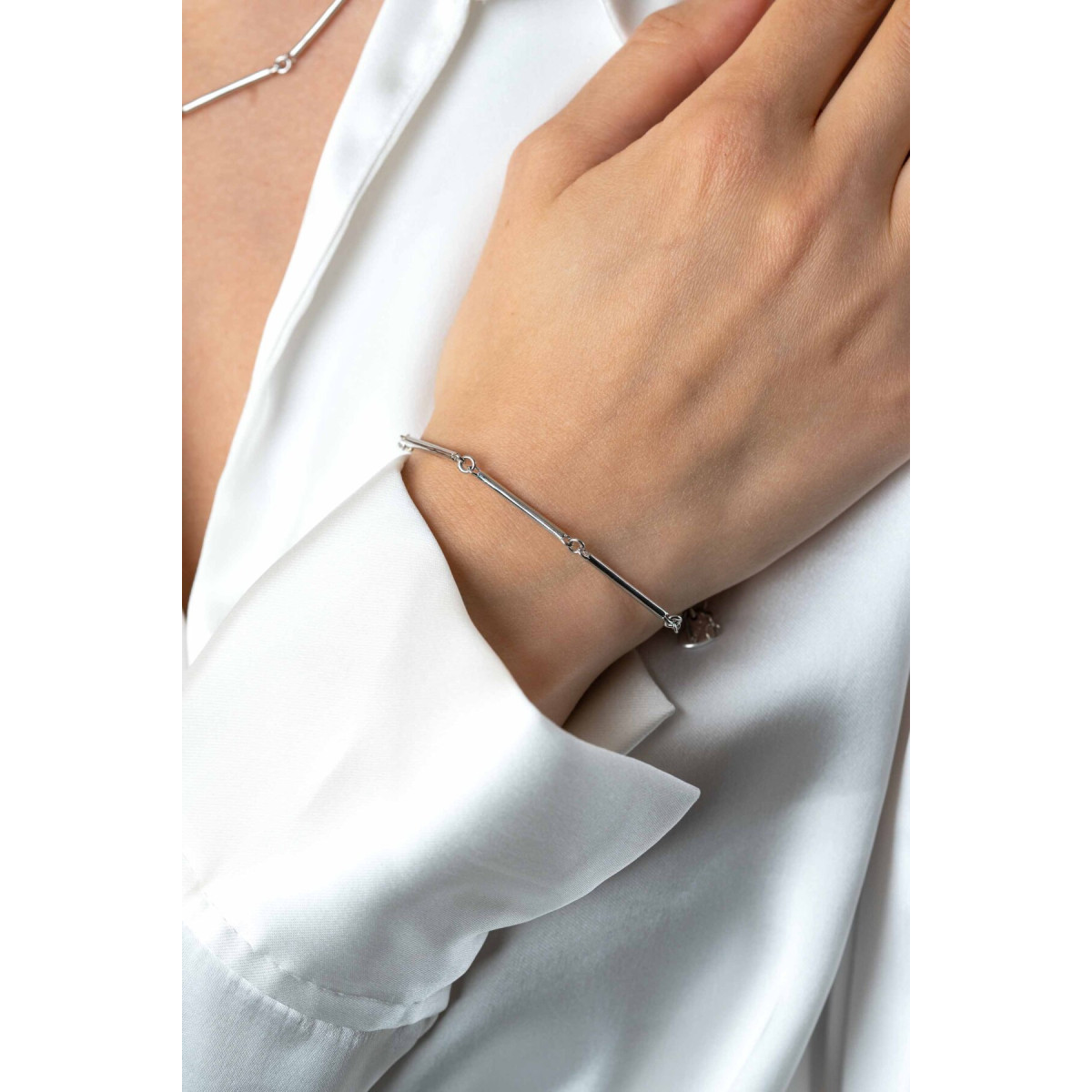 Zinzi ZIA2539 zilveren armband met staafjes 21 mm breed - Lengte 16.5-19.5 cm
