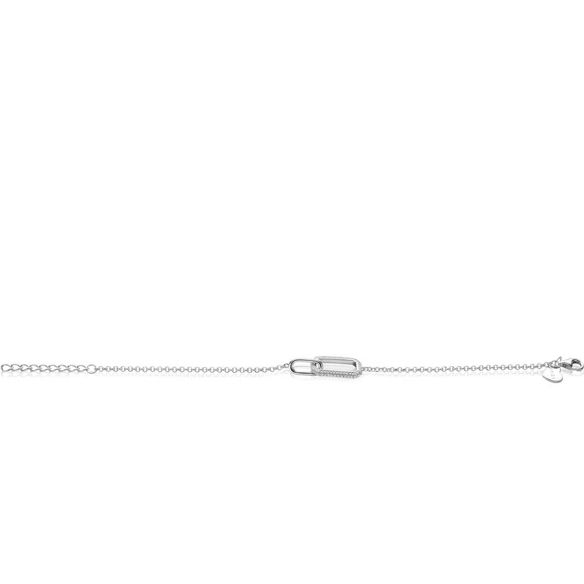 Zinzi ZIA2551 zilveren armband met ovaal en zirkonia rechthoek - Lengte 16.5-20 cm