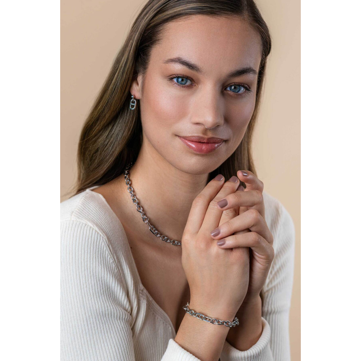 Zinzi ZIA2580 zilveren armband met ronde en marine schakels 7.8 mm breed - Lengte 17-20 cm