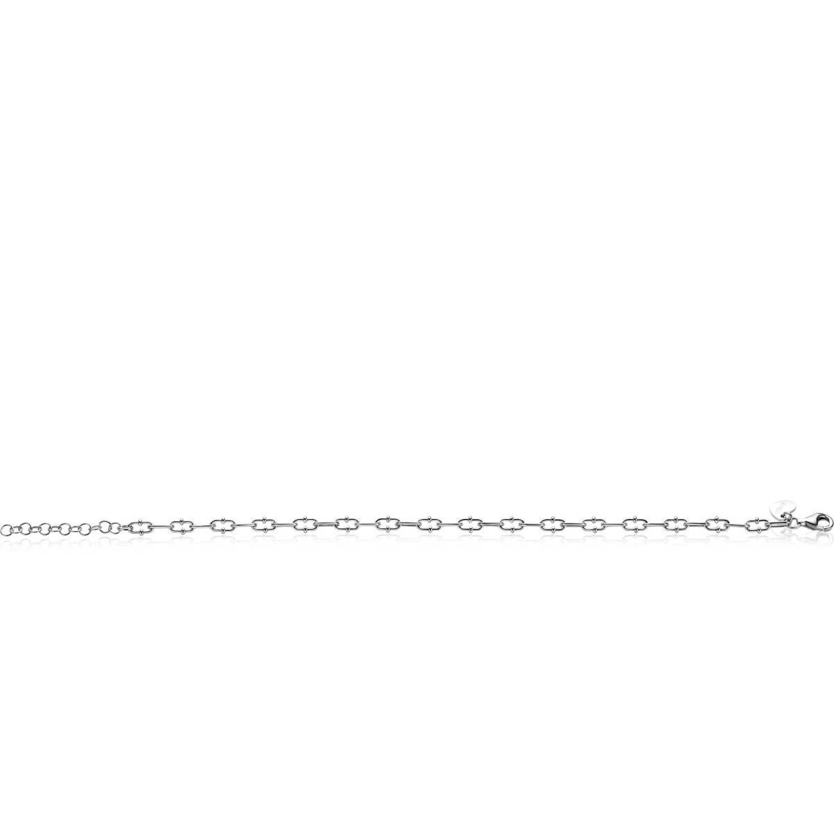 Zinzi ZIA2586 zilveren armband met paperclip schakels en bolletjes 4 mm breed - Lengte 17-20 cm