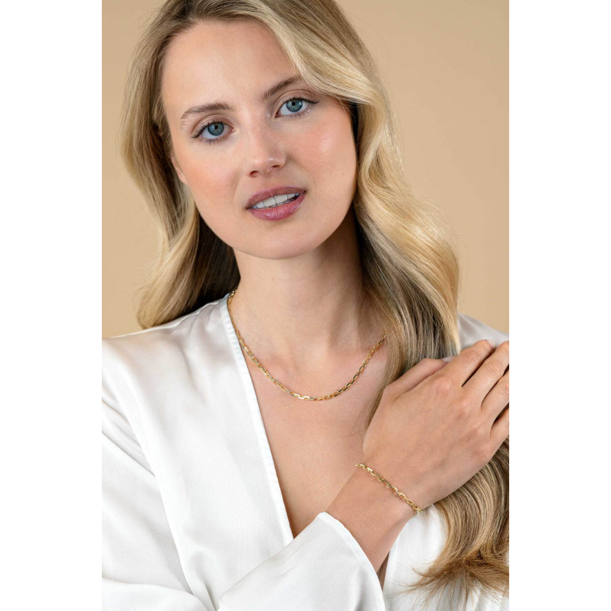 Zinzi ZIA2587 gold plated armband met venetiaanse schakels 3 mm breed - Lengte 16.5-19.5 cm