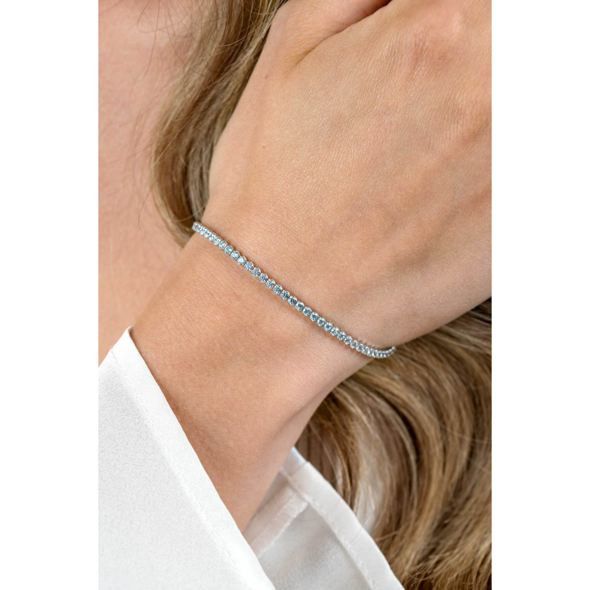Zinzi ZIA2590 zilveren tennisarmband met ronde zirkonia's 2.5 mm breed - Lengte 17-20 cm