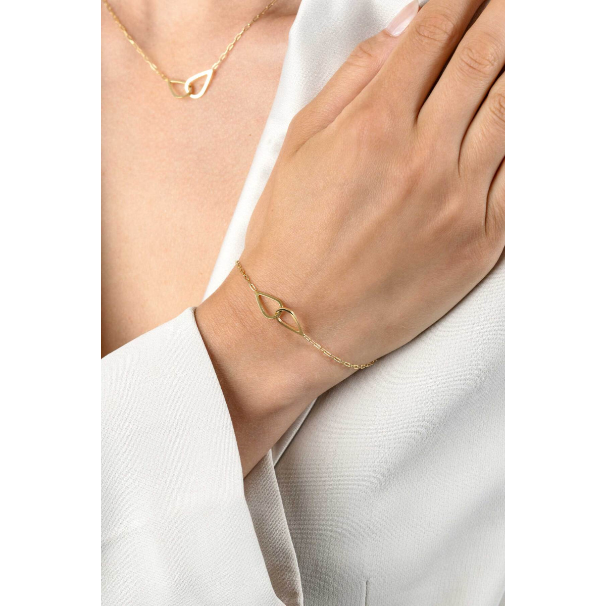 Zinzi ZIA2634 goudkleurige armband met 2 druppel vormen 8 mm breed - Lengte 17-20 cm