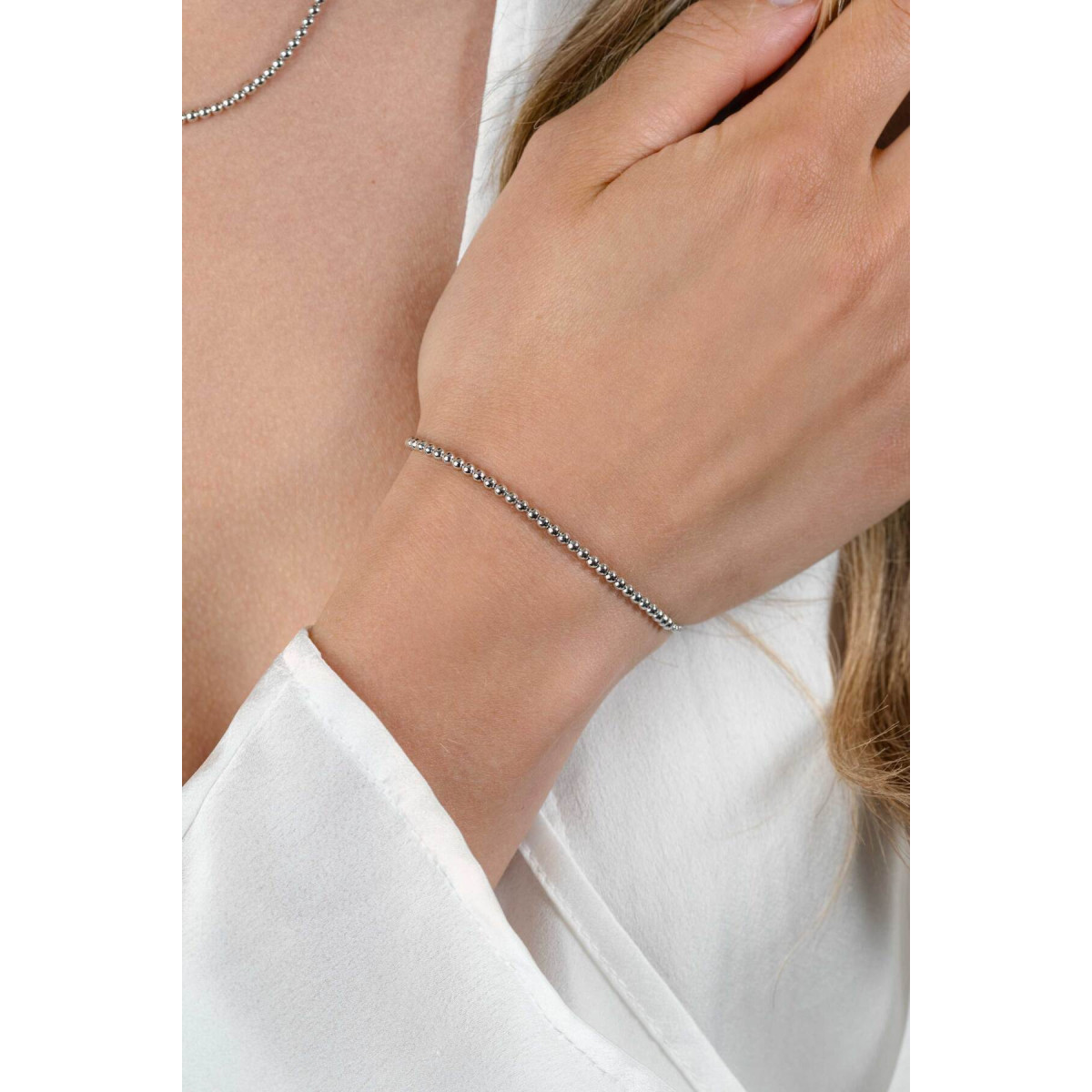 Zinzi ZIA2640 zilveren armband met ronde bolletjes 2.5 mm breed - Lengte 16-19 cm