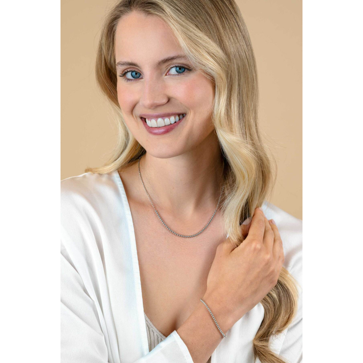 Zinzi ZIA2640 zilveren armband met ronde bolletjes 2.5 mm breed - Lengte 16-19 cm