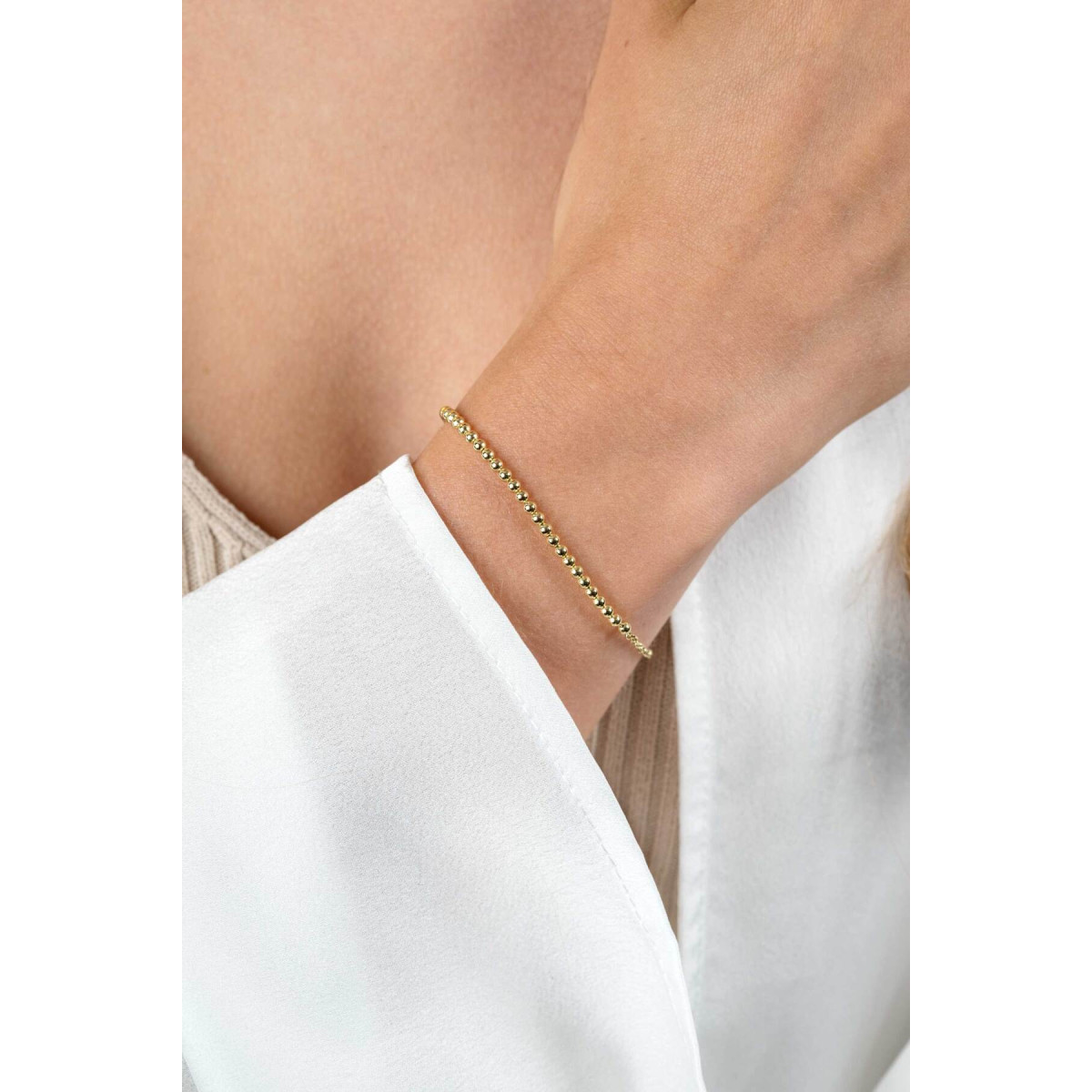 Zinzi ZIA2640G gold plated armband met bolletjes 2.5 mm breed - Lengte 16-19 cm