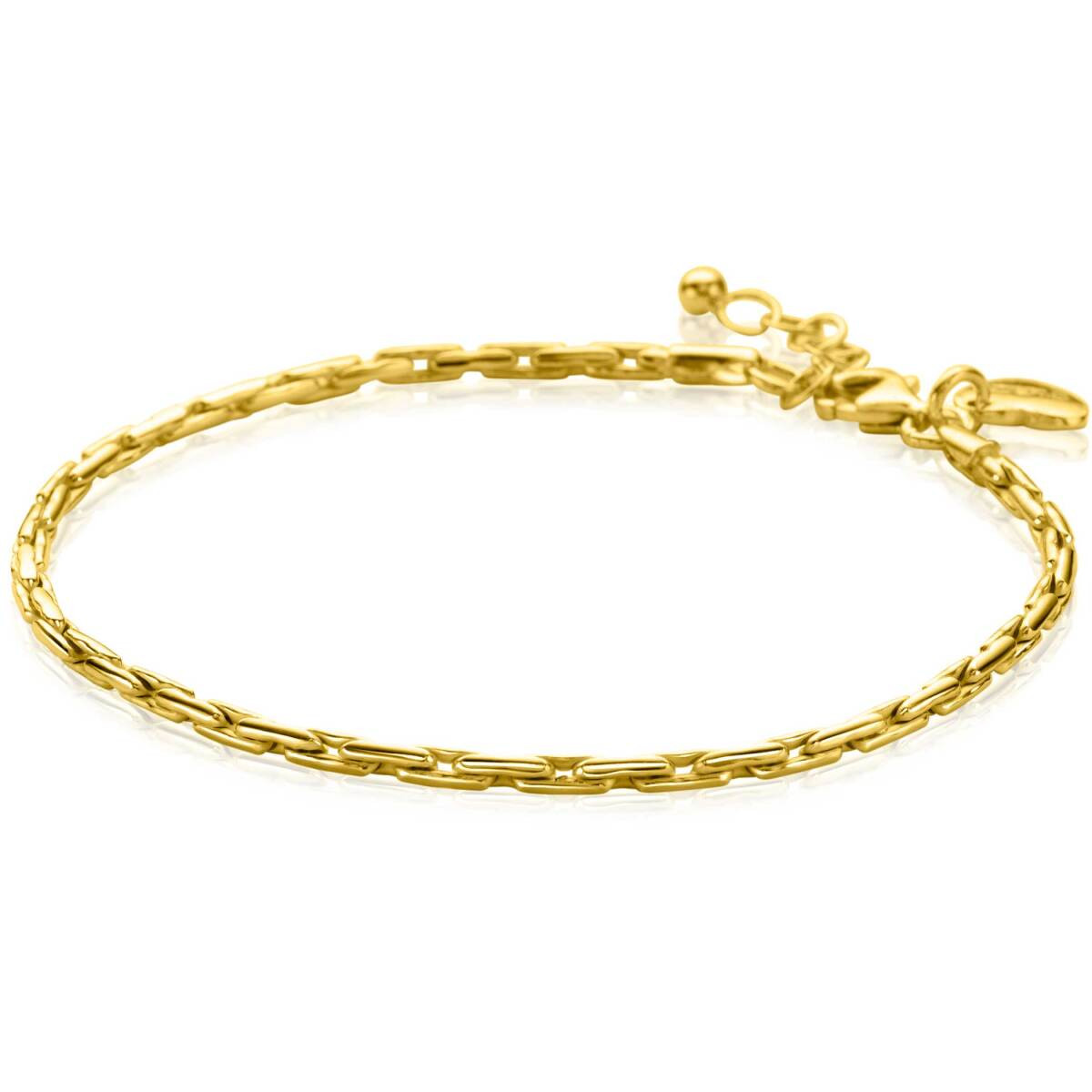 Zinzi ZIA2648G goudkleurige armband met rechthoekige schakels 2.3 mm breed - Lengte 18-21 cm
