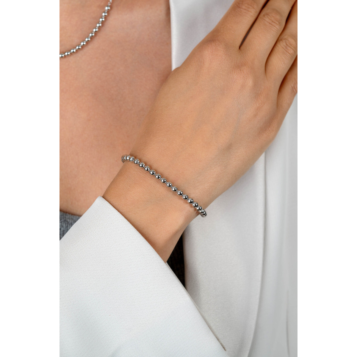 Zinzi ZIA2659 zilveren schakelarmband met glanzende bolletjes 4 mm breed - Lengte 18-20 cm