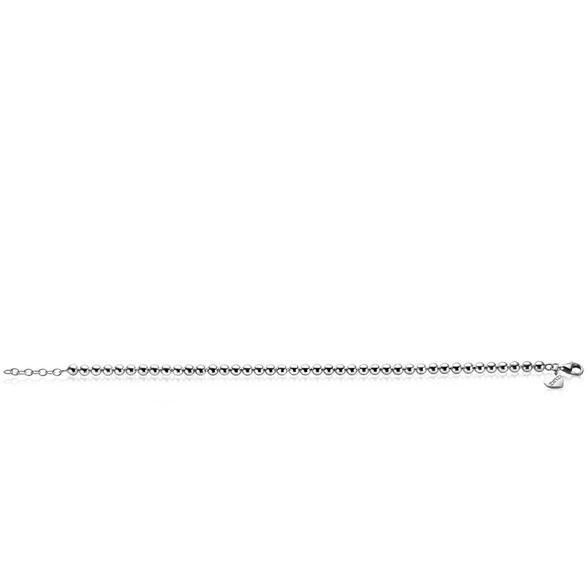 Zinzi ZIA2659 zilveren schakelarmband met glanzende bolletjes 4 mm breed - Lengte 18-20 cm