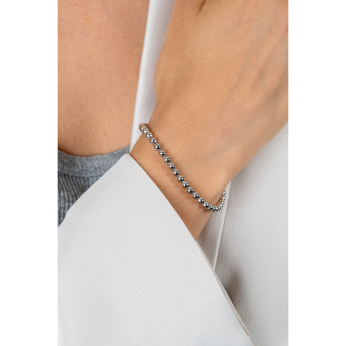 Zinzi ZIA2659 zilveren schakelarmband met glanzende bolletjes 4 mm breed - Lengte 18-20 cm