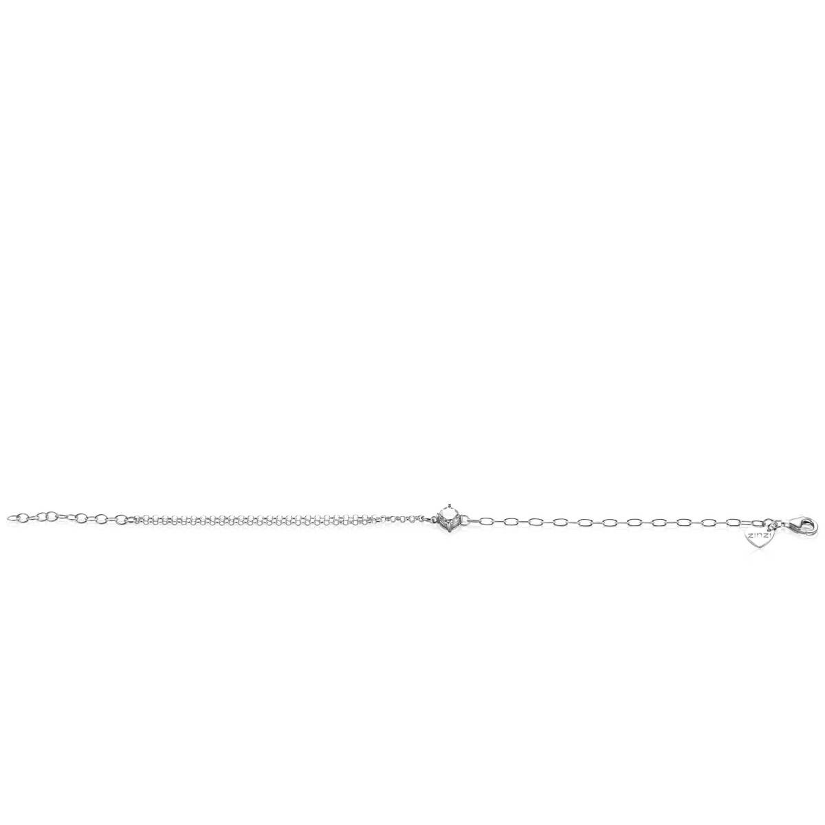 Zinzi ZIA2660 zilveren armband met zirkonia ronde en ovale schakels 6.5 mm breed - Lengte 17-19 cm