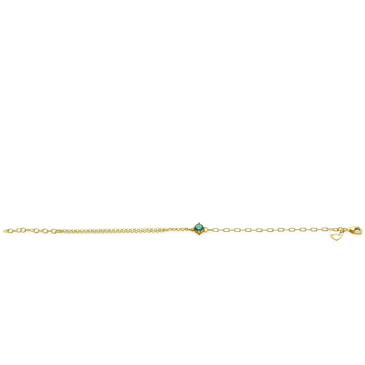 Zinzi ZIA2660G goudkleurige armband met groene zirkonia 6.5 mm breed - Lengte 17-19 cm