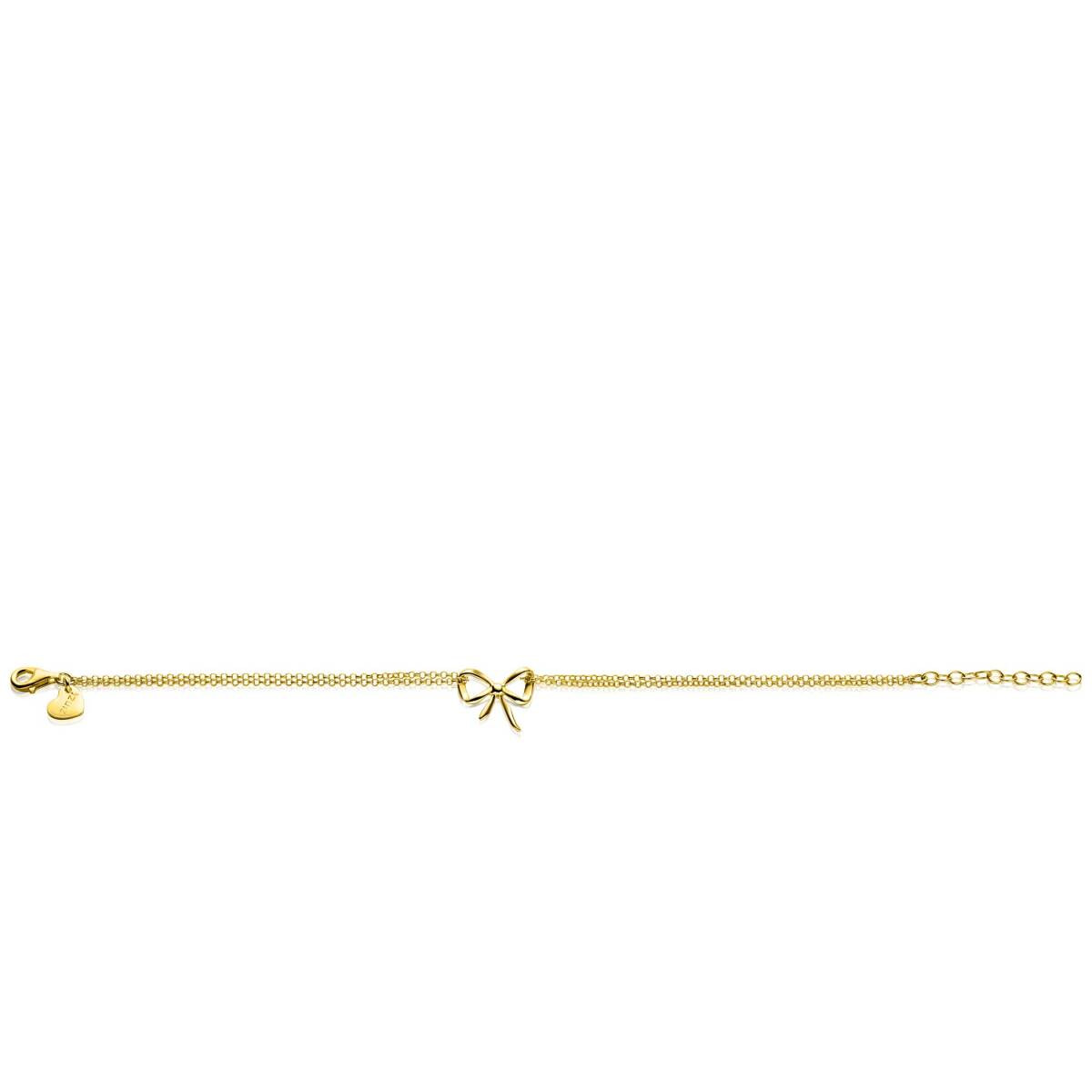 Zinzi ZIA2677 goudkleurige armband met strik en dubbele band 12.5 mm breed - Lengte 17-20 cm