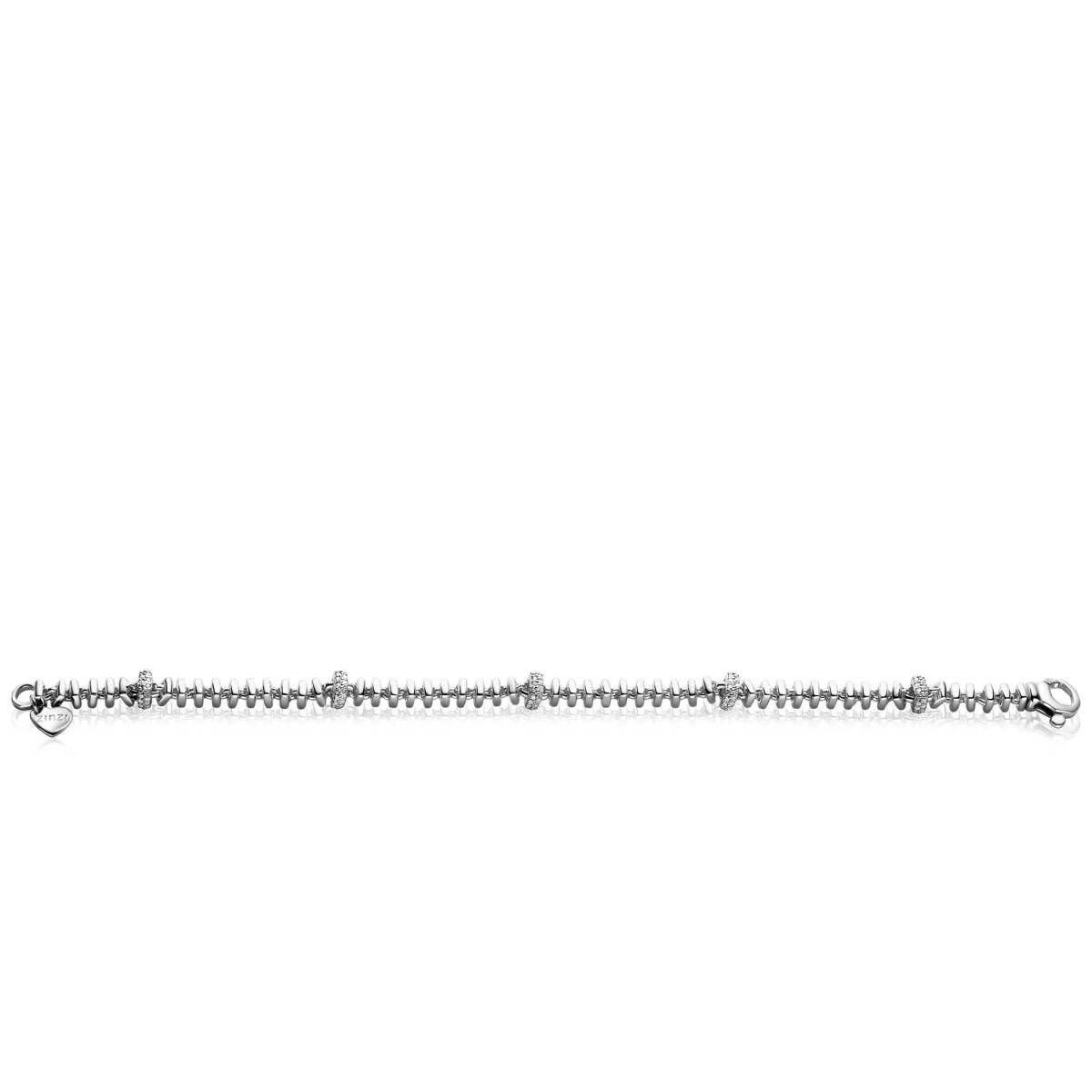 Zinzi ZIA2678 zilveren armband met vierkante schakels en zirkonia 6 mm breed - Lengte 19 cm