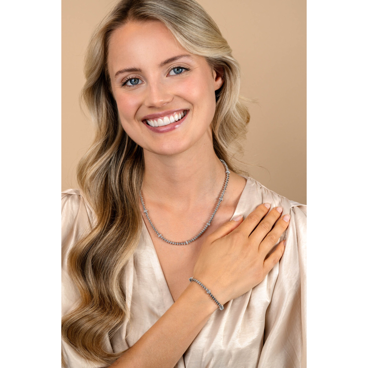 Zinzi ZIA2678 zilveren armband met vierkante schakels en zirkonia 6 mm breed - Lengte 19 cm