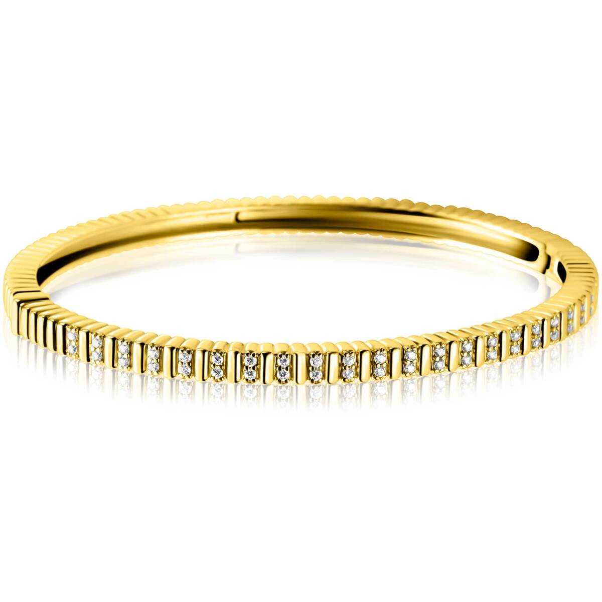 Zinzi ZIA2686Y goudkleurige bangle met briljant geslepen zirkonia's 4 mm breed - Diameter 60 mm