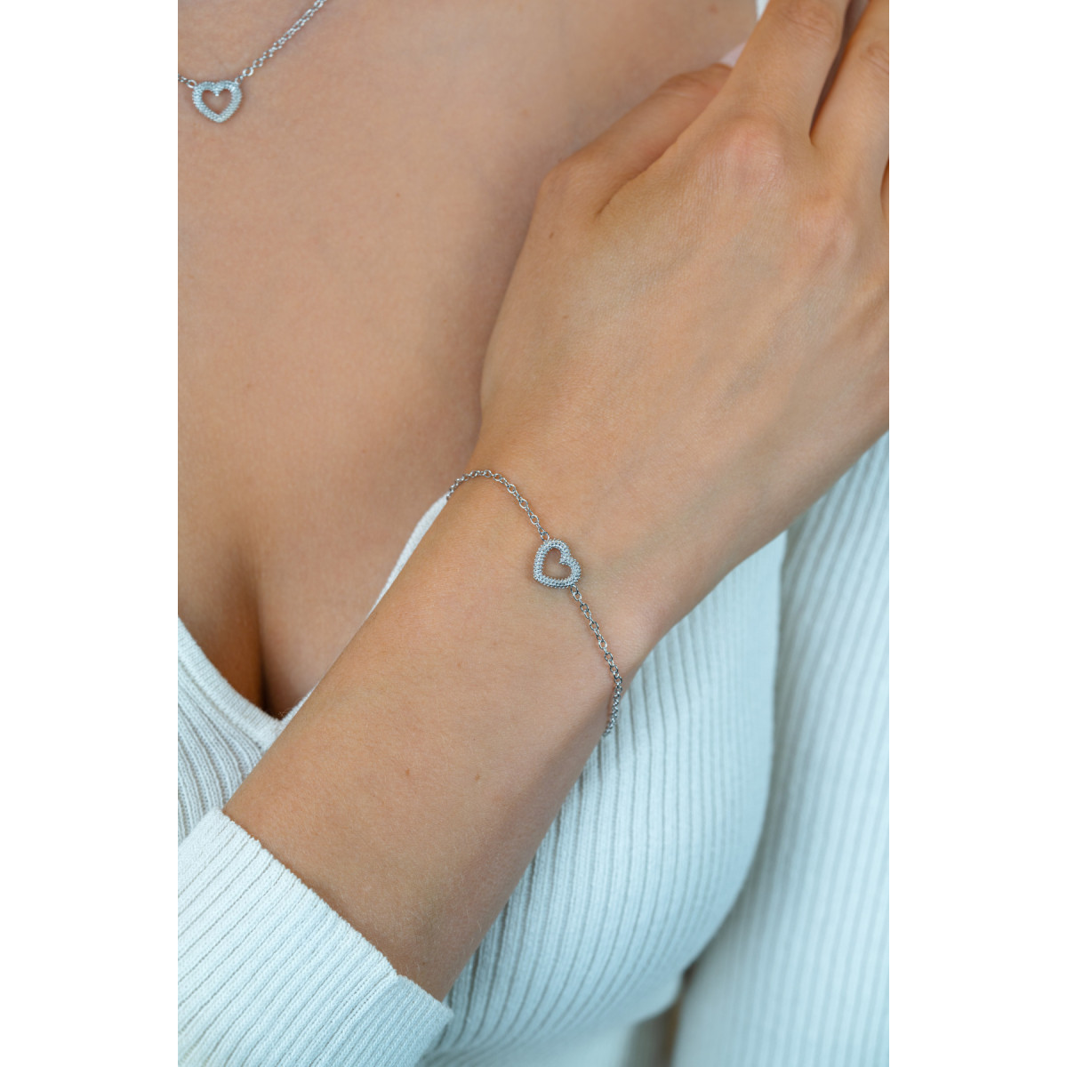 Zinzi ZIA2703 zilveren armband met bolletjes hart 9.5 mm breed - Lengte 17-20 cm