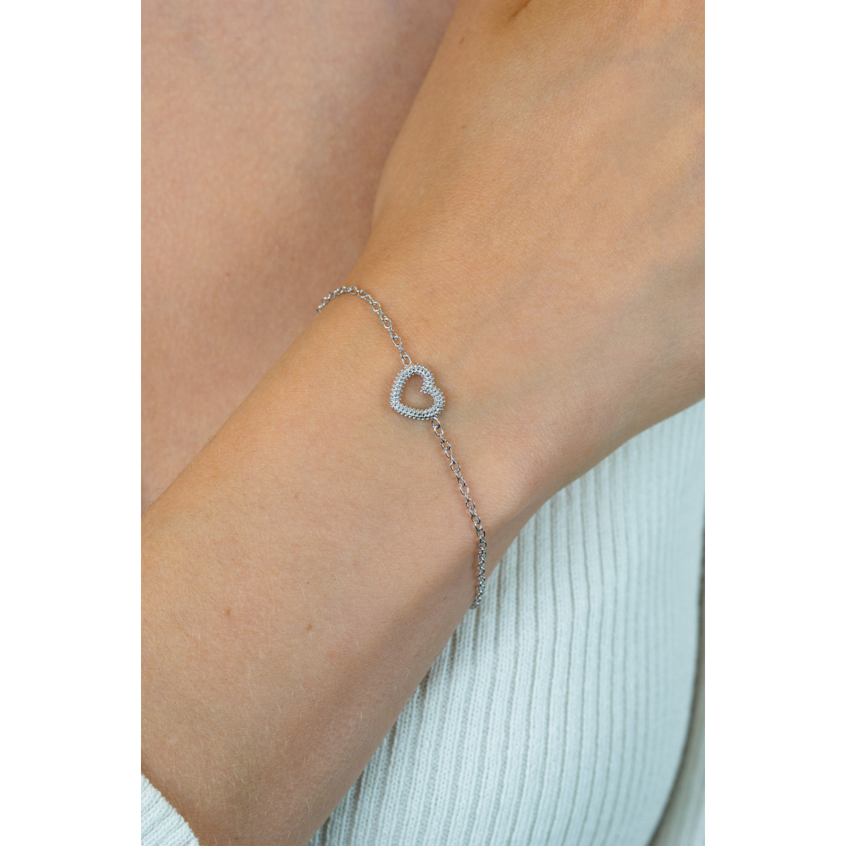 Zinzi ZIA2703 zilveren armband met bolletjes hart 9.5 mm breed - Lengte 17-20 cm
