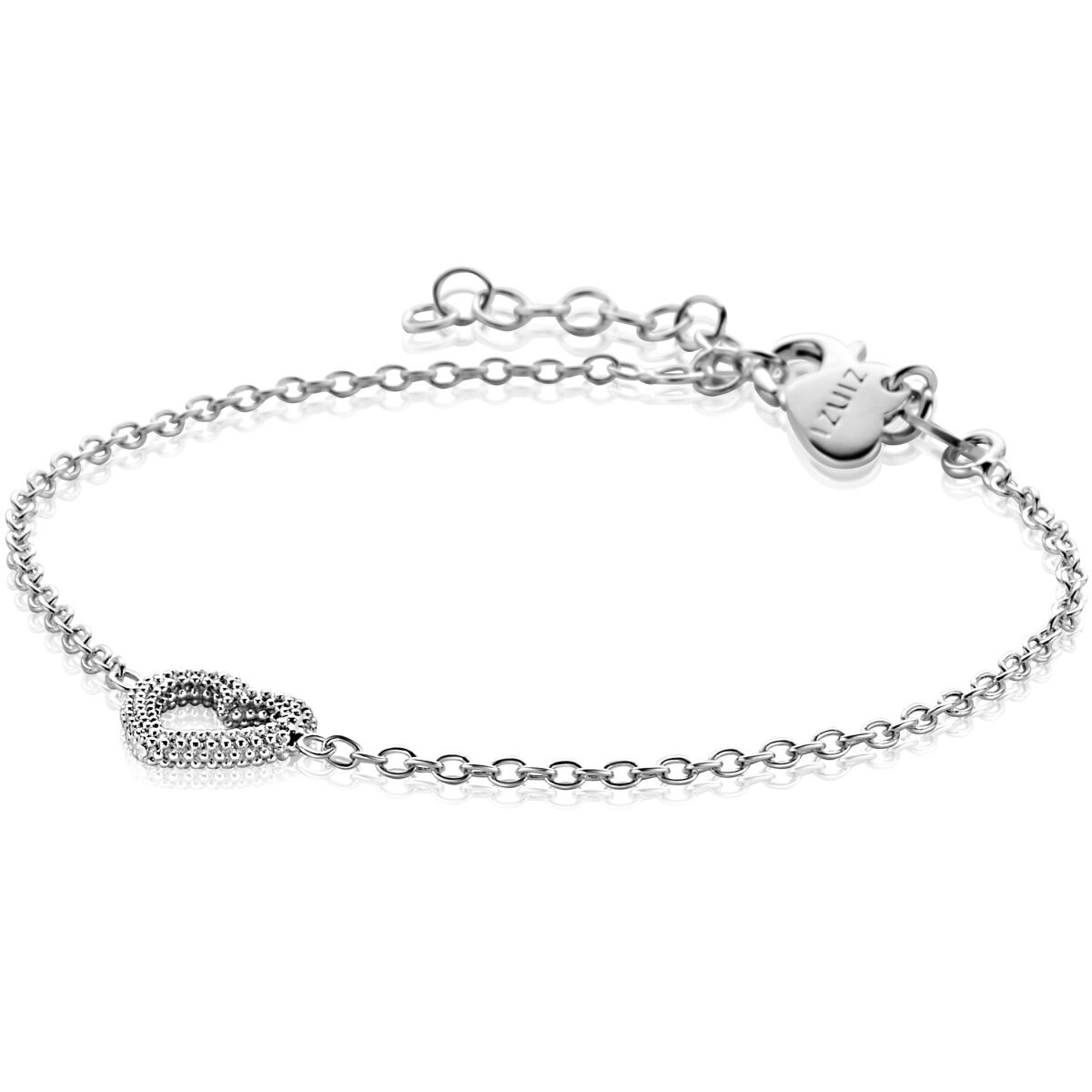 Zinzi ZIA2703 zilveren armband met bolletjes hart 9.5 mm breed - Lengte 17-20 cm