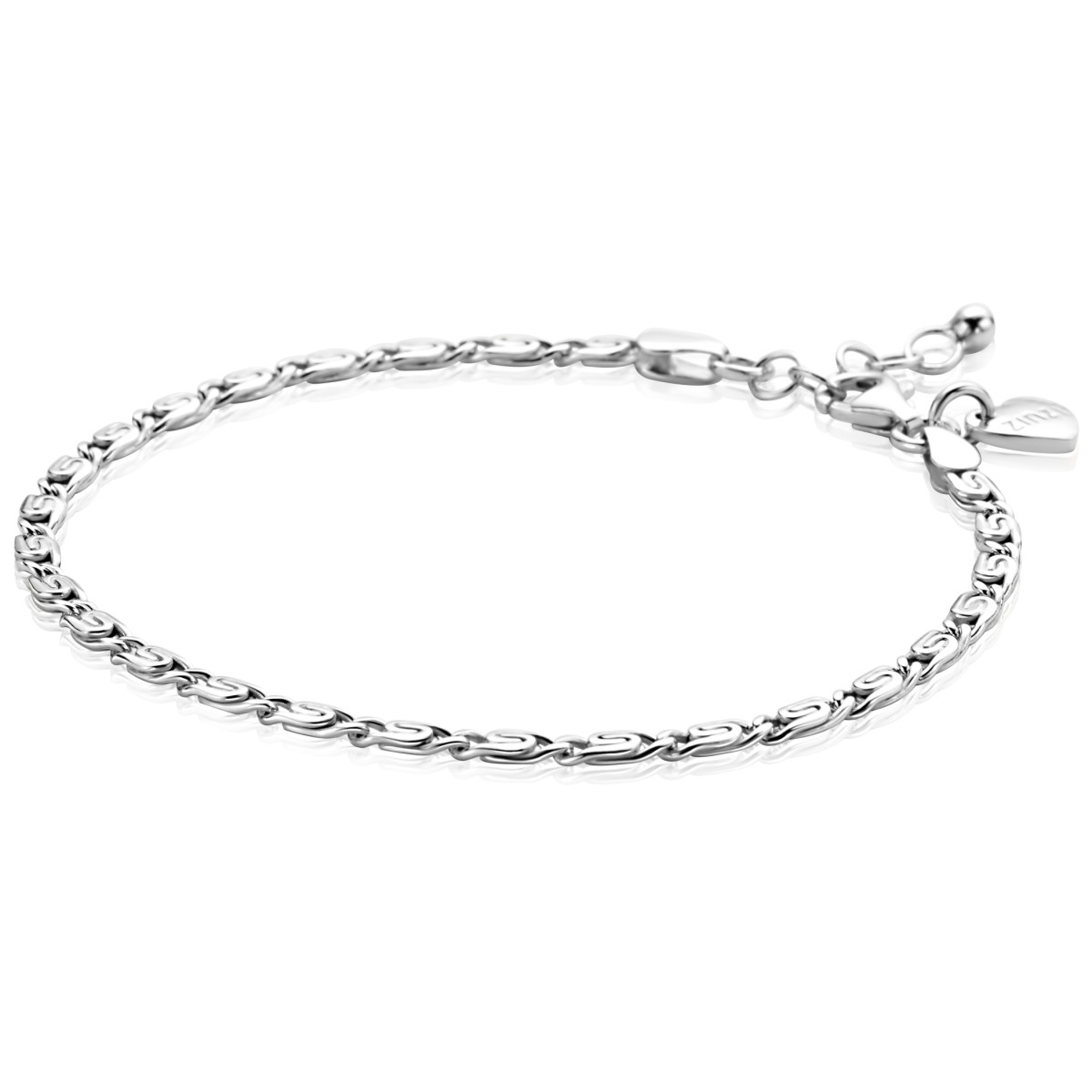 Zinzi ZIA2712 zilveren armband met unieke schakels 3 mm breed - Lengte 17-20 cm