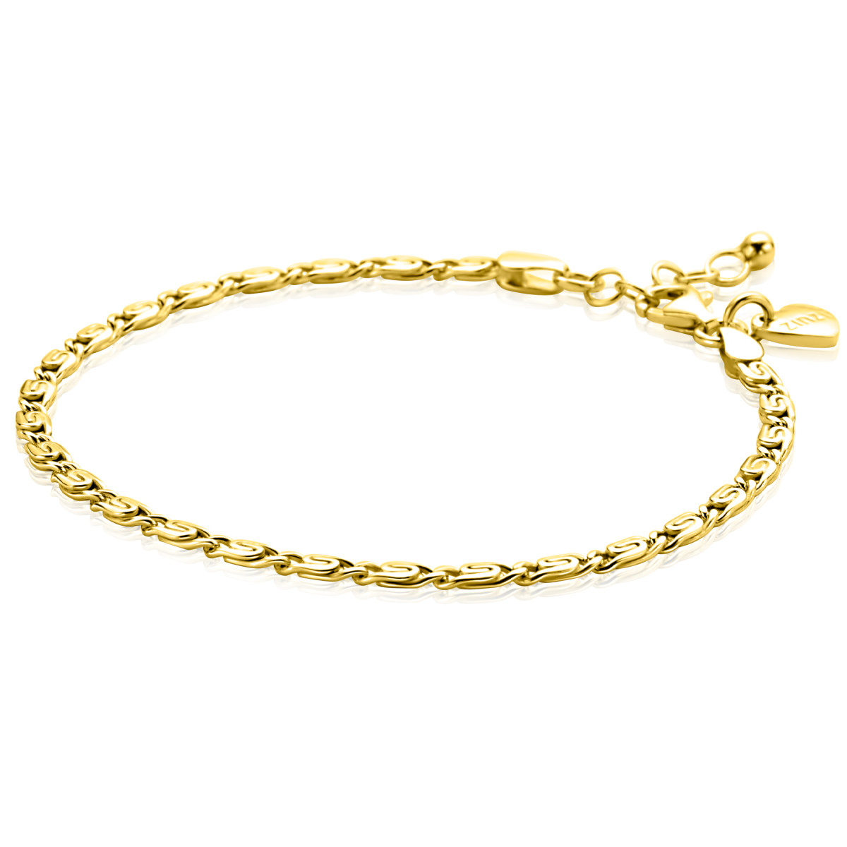 Zinzi ZIA2712G goudkleurige armband met scroll schakels 3 mm breed - Lengte 17-20 cm