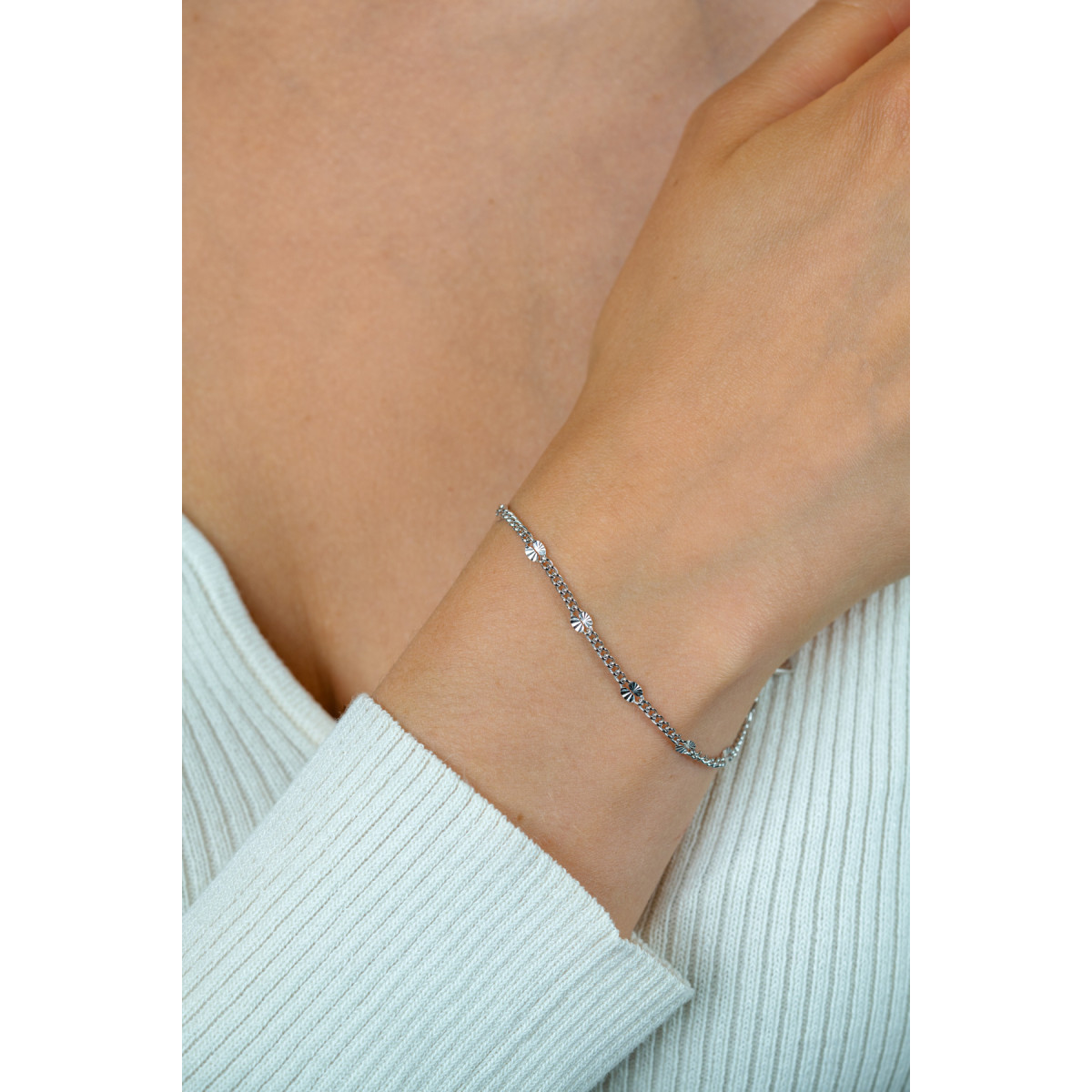 Zinzi ZIA2713 zilveren armband met gediamanteerde plaatjes 3 mm breed - Lengte 18-20 cm