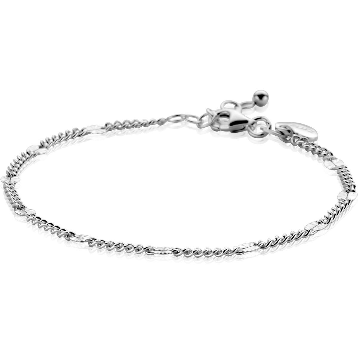 Zinzi ZIA2713 zilveren armband met gediamanteerde plaatjes 3 mm breed - Lengte 18-20 cm