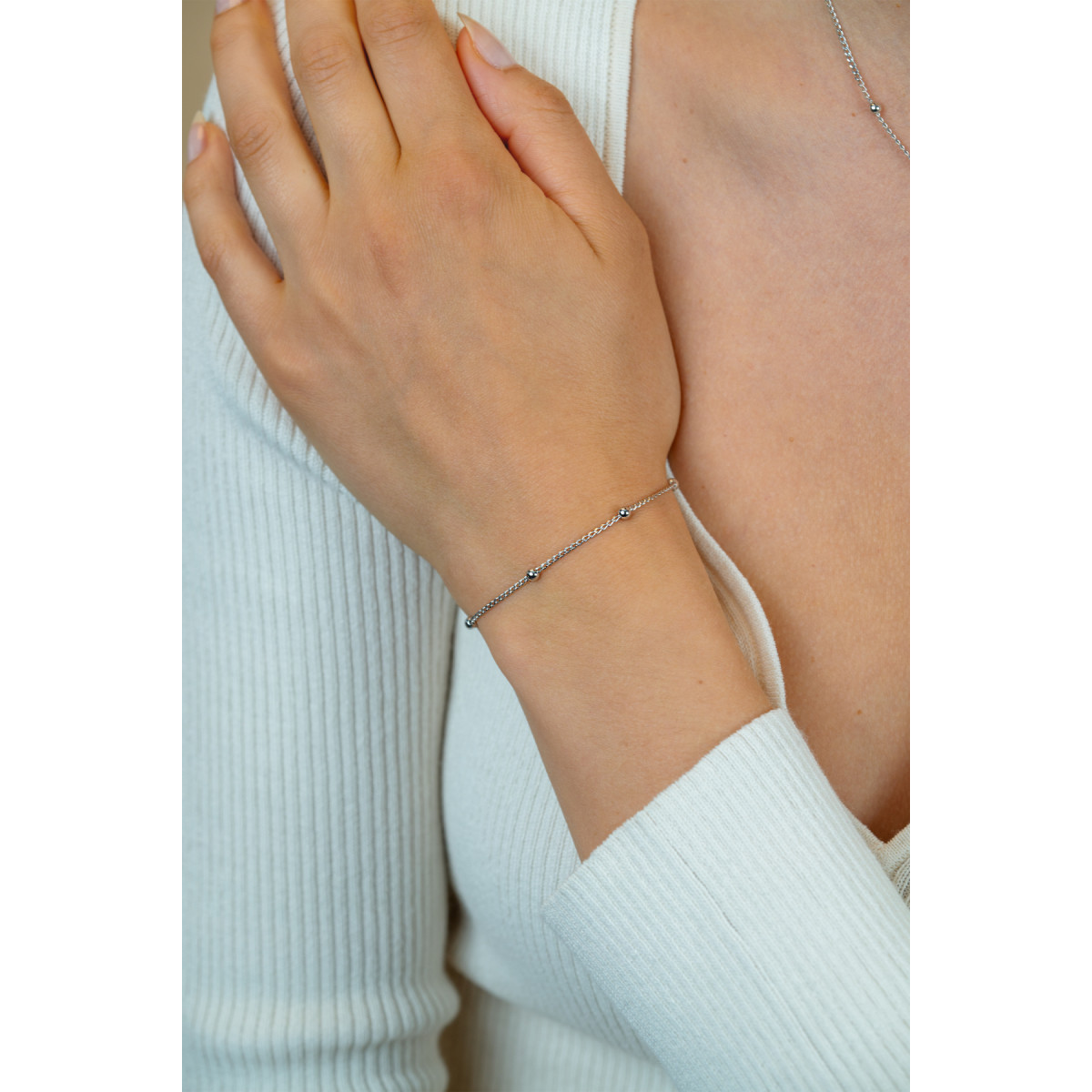 Zinzi ZIA2714 zilveren schakelarmband met bolletjes 3 mm breed - Lengte 18-21 cm