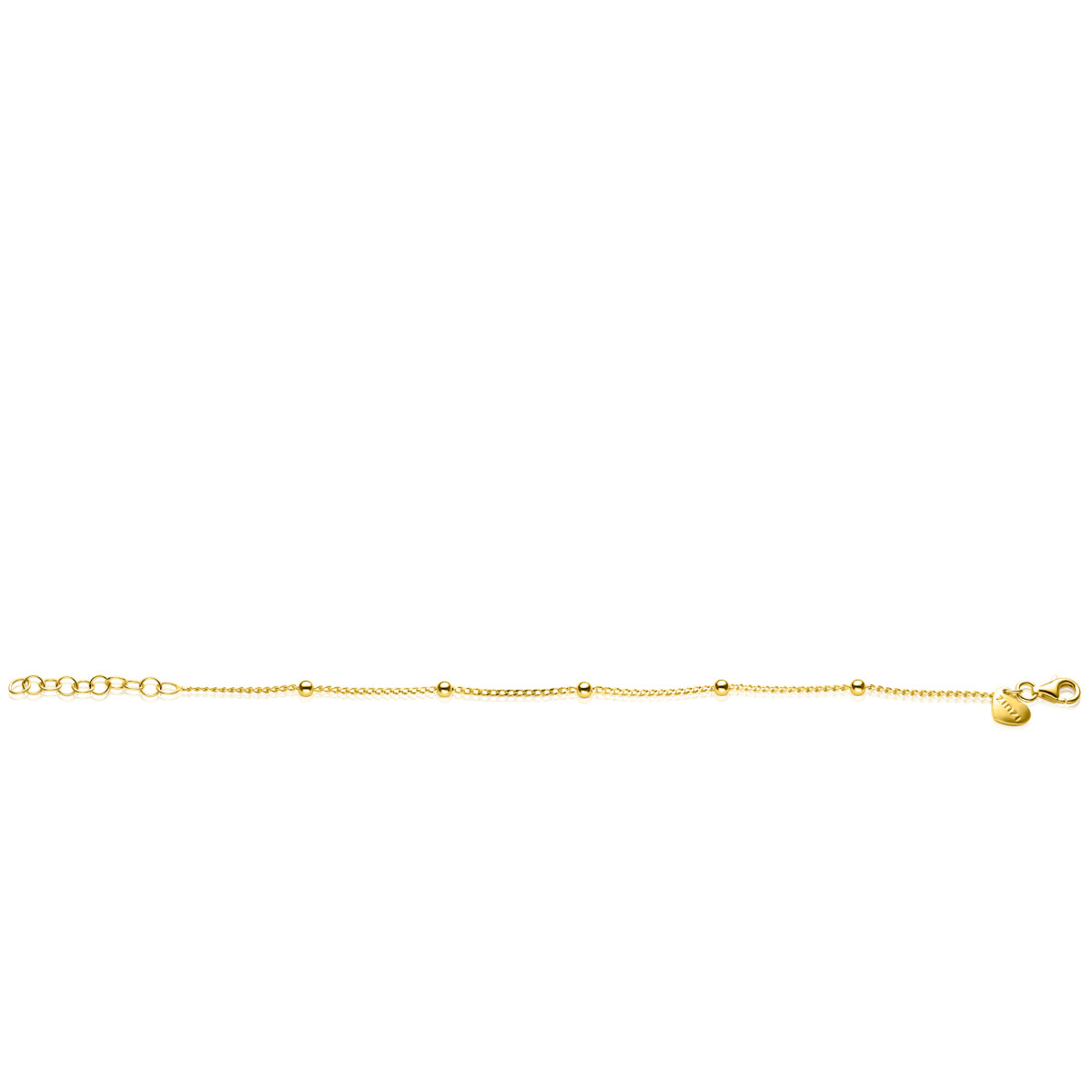 Zinzi ZIA2714G goudkleurige armband met bolletjes en gourmet schakels 3.1 mm breed - Lengte 18-21 cm