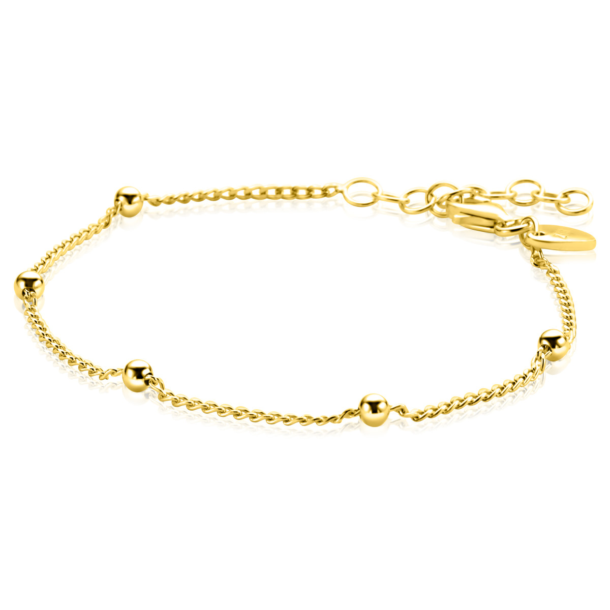 Zinzi ZIA2714G goudkleurige armband met bolletjes en gourmet schakels 3.1 mm breed - Lengte 18-21 cm